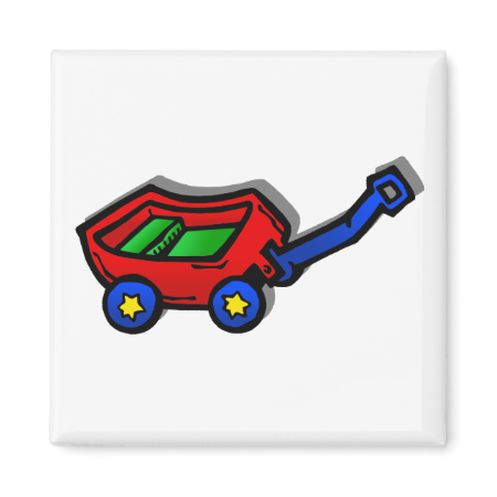 little red wagon 2 inch square magnet