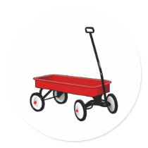 Little Red Wagon Round Sticker