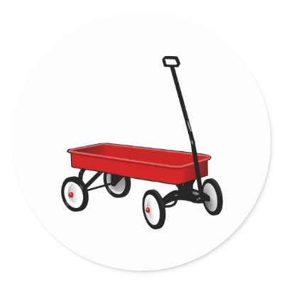 Little Red Wagon Round Sticker