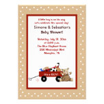 Little Red Wagon & Teddy Bear 5x7 Invite 2-sided