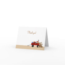 Little Red Wagon Teddy Bear Folded Thank you notes Card