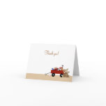 Little Red Wagon Teddy Bear Folded Thank you notes Card