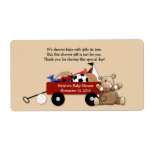 Little Red Wagon Teddy Bear Label Sticker - Large