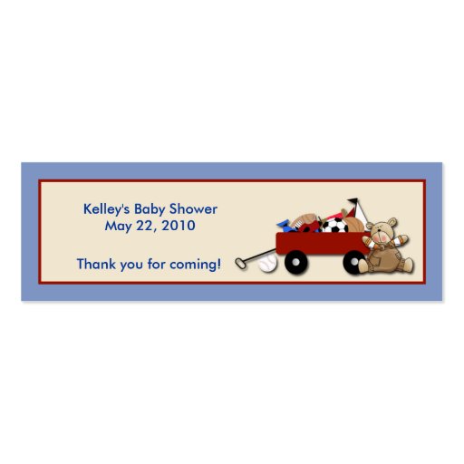 Little Red Wagon TEDDY BEAR Party Favor Tag Business Card (front side)