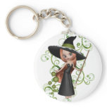 Little Redhaired Witch with Green Vines Design keychains