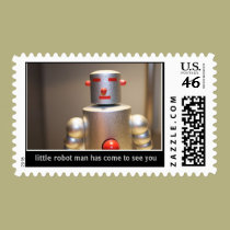 Little Robot Man Is Stuck postage by bitterwaitress Little Robot Man Is Stuck postage