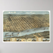 Little Rock, AR 1871 Panoramic Birds Eye View Print