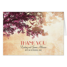 Little romantic thank you card with pink tree