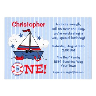 Little Sailboat 1st Birthday Announcement