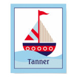 Little Sailboat Customized Nursery Art Print