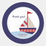 Little Sailboat Navy Boat Baby Shower Favor Round Sticker