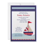 Little Sailboat Navy Boat Nautical Baby Shower 5x7 Custom Announcement