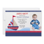 Little Sailboat Navy *PHOTO* Birthday 5x7 Personalized Announcements