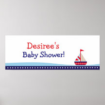Little Sailboat Personalized Baby Shower Banner Print