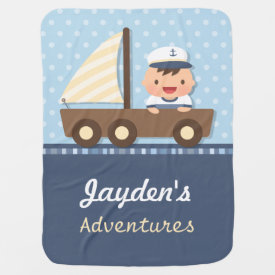 Little Sailor Boy Nautical Theme For Babies Stroller Blanket