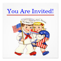 Little Sailor Twins 2nd birthday party invitiation Custom Announcement