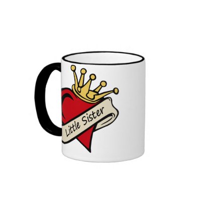 Little Sister Heart Tattoo Mugs by tshirtfun. Little Sister t-shirt and gifts with a cool heart tattoo design. Also available for big sisters.