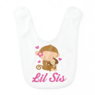 Little Sister monkey Baby Girl Bib