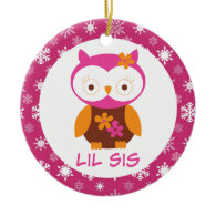 Little Sister Owl Sibling Keepsake Ornament Gift