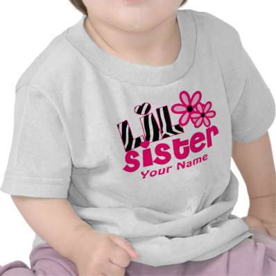 Little Sister Pink Zebra Personalized Shirt