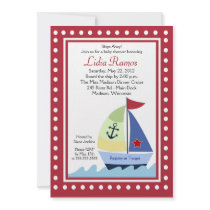Little Skipper Sailboat 5x7 Baby Shower Invitation