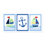 Little Skipper Sailboat Set of 3 Art Prints