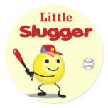 Little Slugger Baseball Smiley Round Stickers