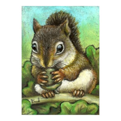 Little squirrel and acron print