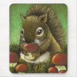 Little squirrel and mushrooms mouse pads