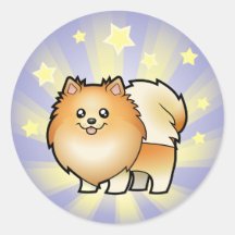 Little Star Pomeranian Round Sticker