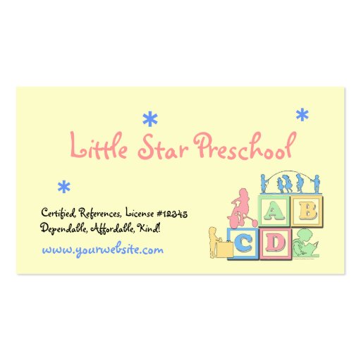 Little Star Preschool Business Card (back side)
