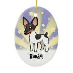Cartoon Rat Terrier / Smooth Fox Terrier Customizable Ornament (add your pets name!)