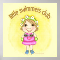 Little Swimming Girl Summer Poster