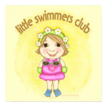 Little Swimming Girl Summer Poster posters by jamiecreates1 Little Swimming Girl Summer Poster posters