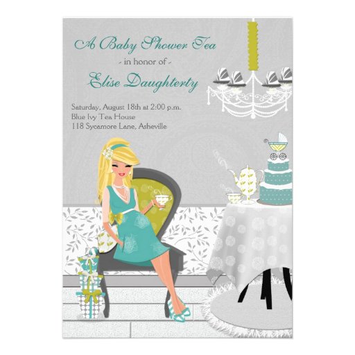 Little Teapot Boy Baby Shower Tea Invites