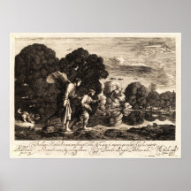Little Tobias and the Angel by Hendrik Goudt 1608 Print