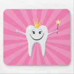 Little tooth fairy on a pink sunburst background mousepad