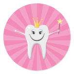 Little tooth fairy on a pink sunburst background stickers