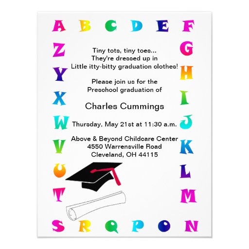 Little Tots Preschool Graduation Announcement (front side)