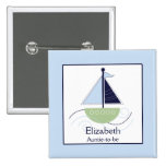 Little Trendy Sailboat (Green/Blue) Nametag Button