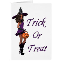 Little Trick or Treating Witch for Halloween cards