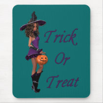 Little Trick or Treating Witch for Halloween mousepads