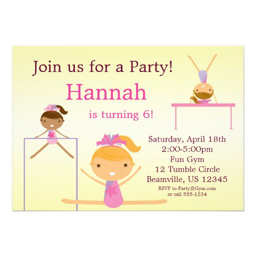 Little Tumbling Gymnast Birthday Party Invitation