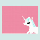 Little Unicorn with blue mane postcard postcards