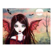 Little Vampire Postcard by Molly Harrison
