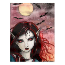 Little Vampire Postcard by Molly Harrison