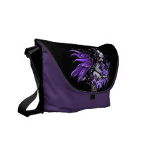 violet, purple, fairy, faery, fae, faerie, fantasy, art, flower, lilies, butterfly, myakejelina, Rickshaw messenger bag with custom graphic design