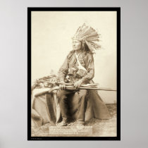 Little, Wearing Headdress at Wounded Knee SD 1890 Poster