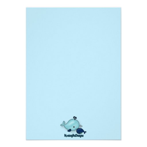 Little Whale Baby and Mommy kiss Baby Shower Personalized Announcement