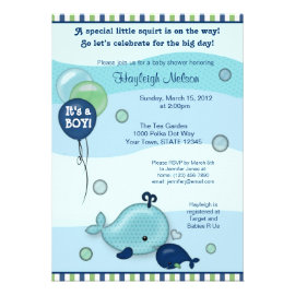 Little Whale Baby and Mommy kiss Baby Shower Personalized Announcement